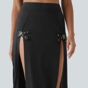 NWT, Halara Buckle Maxi Skirt, Black
